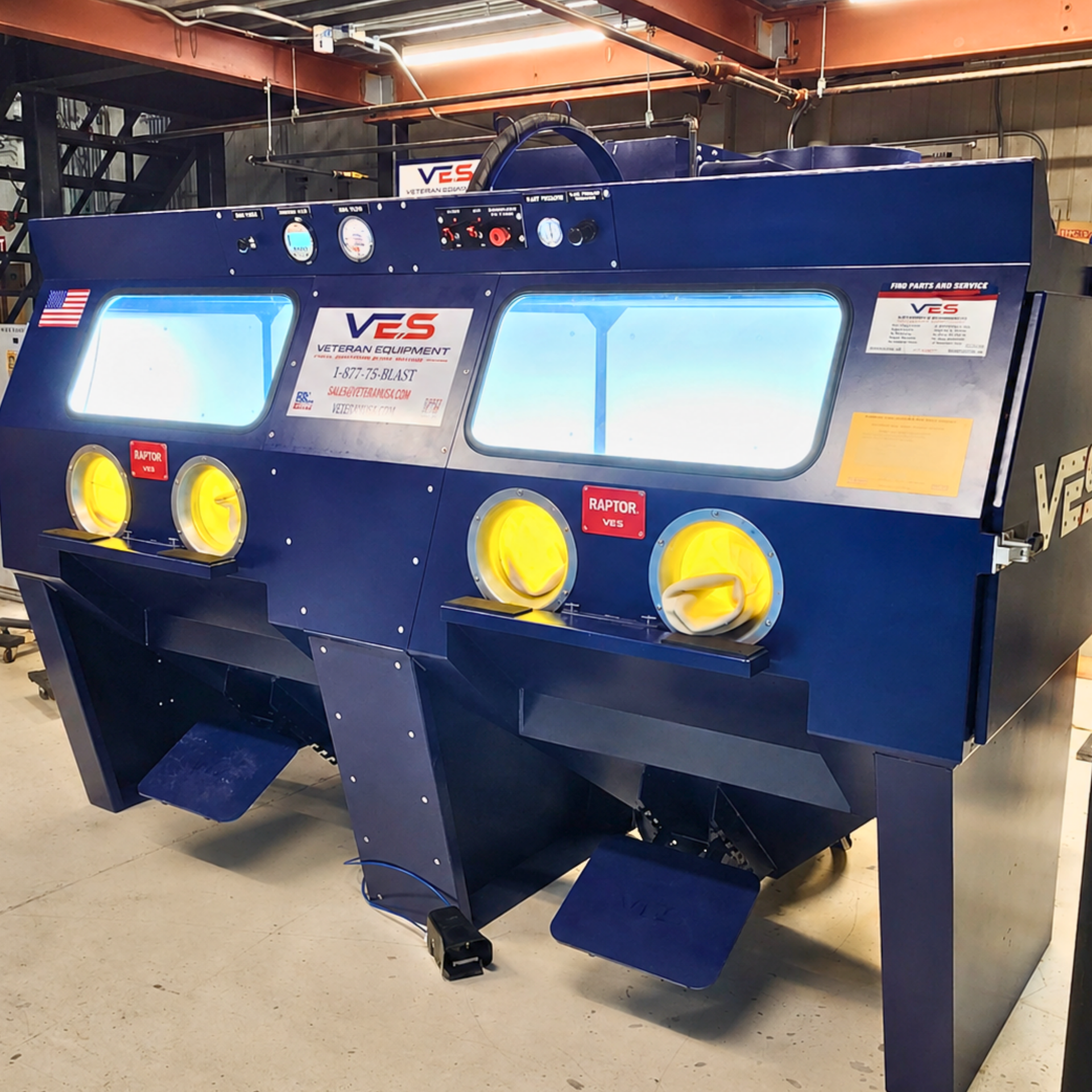 VES Raptor-120 blast cabinet on shop floor