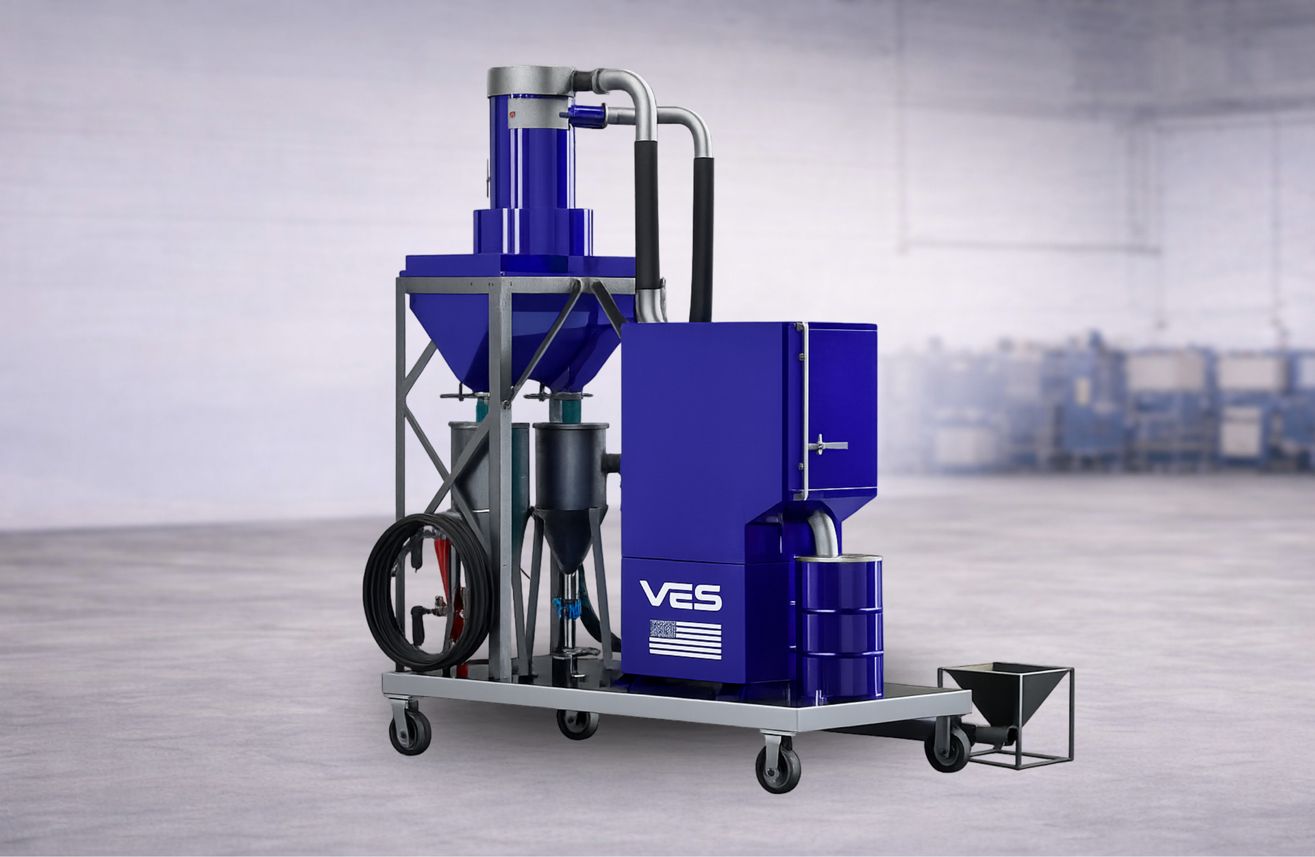 VES portable blast system with recovery and dust collection equipment