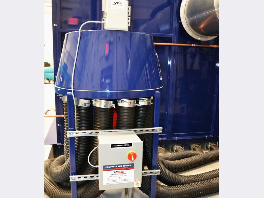 VES Pneumatic Media Recovery System with multiple hoses and a control box.