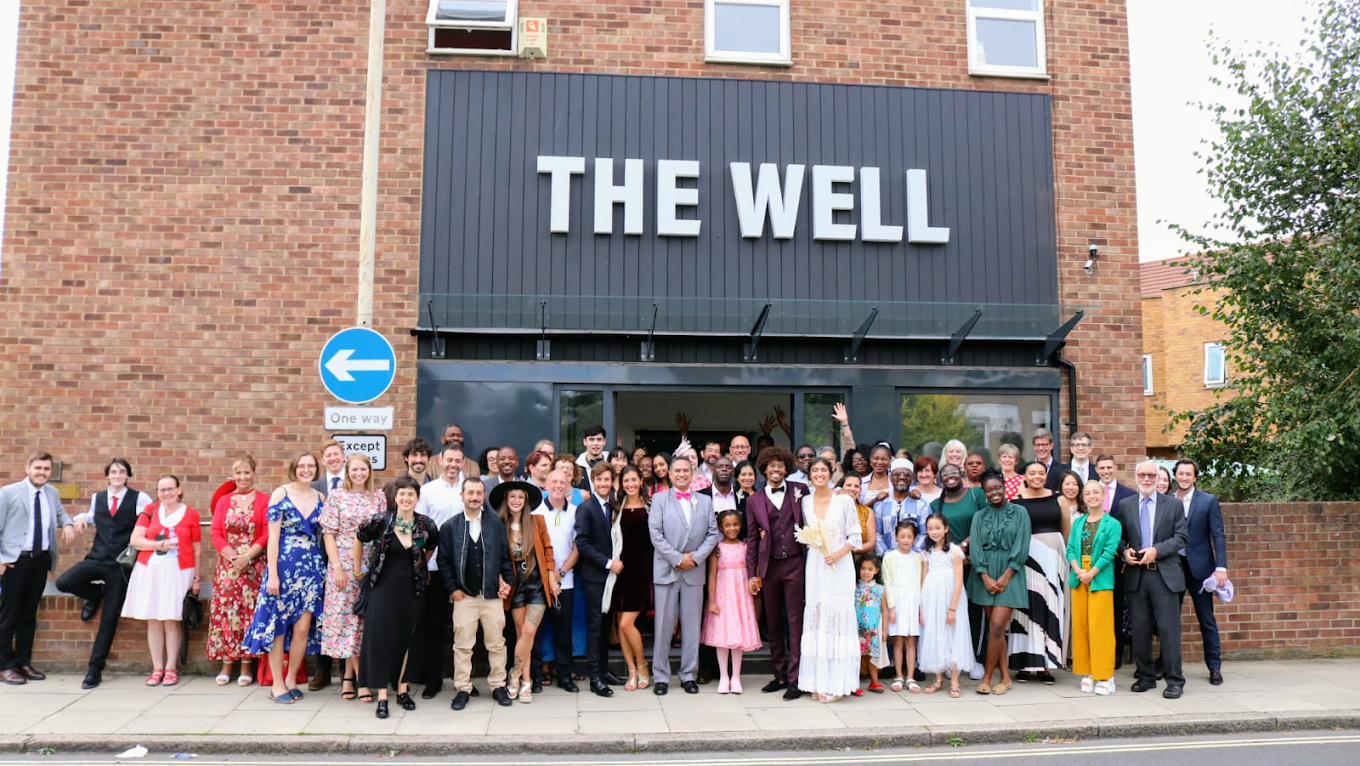 The Well Church Entrance after renovation and congregation