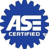 Blue ASE Certified logo, white text on blue gear outline.
