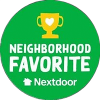 Green circular Nextdoor badge reading