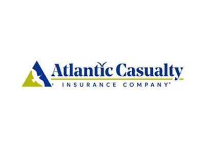 Atlantic Casualty Insurance Company logo: a blue and yellow triangle icon with a bird silhouette next to the company name.