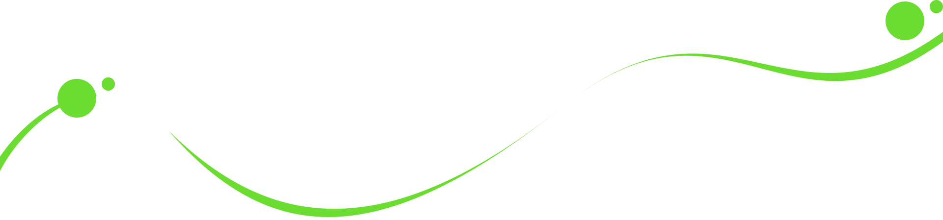 Green abstract wavy lines with dots on white background.