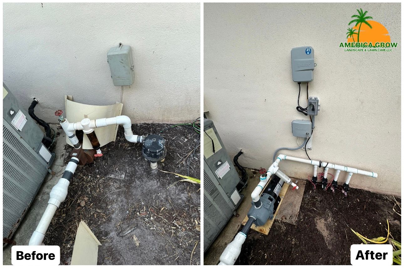 Before and after photos of pool equipment. The 