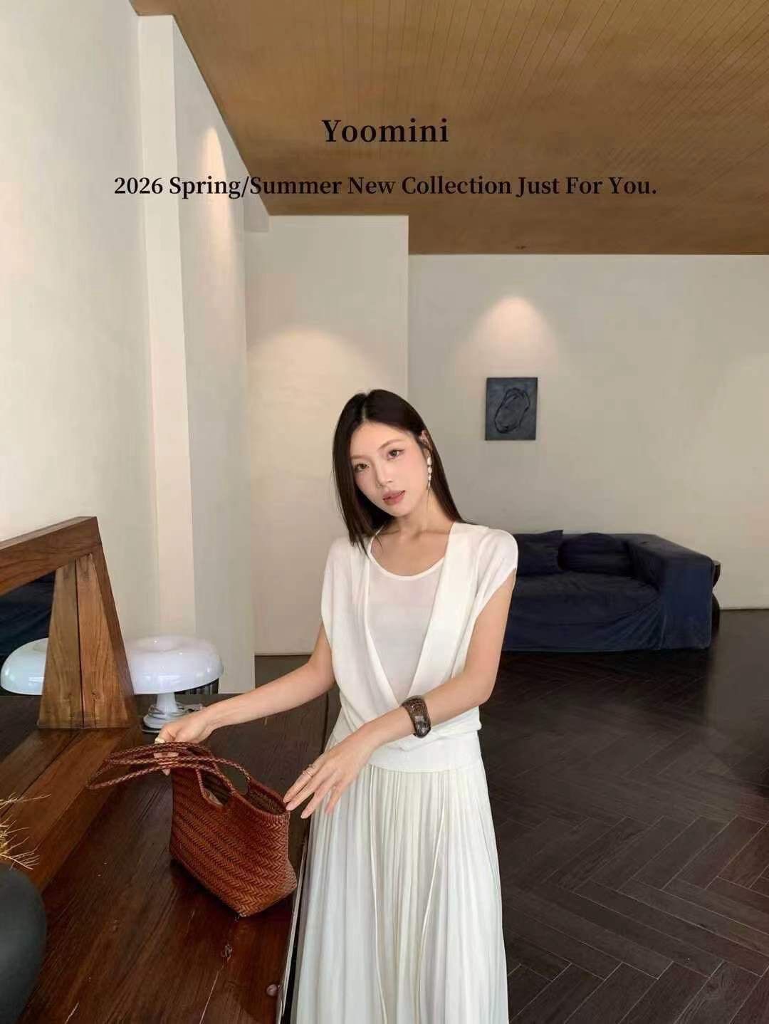 交叉V領假2件針織上衣