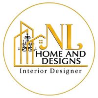 JNL Home and Designs logo in gold and black with a house outline and “Interior Designer” text
