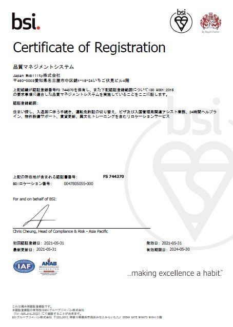 Certificate of Registration ISO