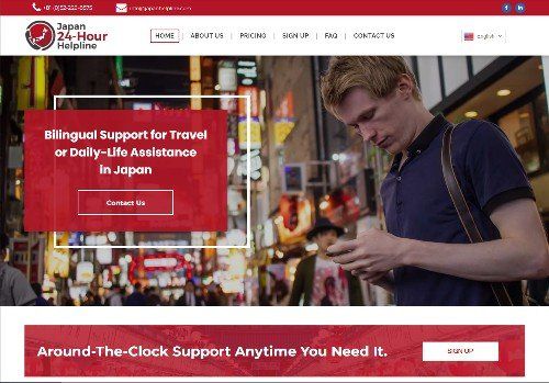 Japan 24-Hour Helpline website Home page