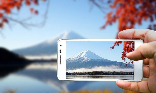 Cell Phone taking Picture of Fuji