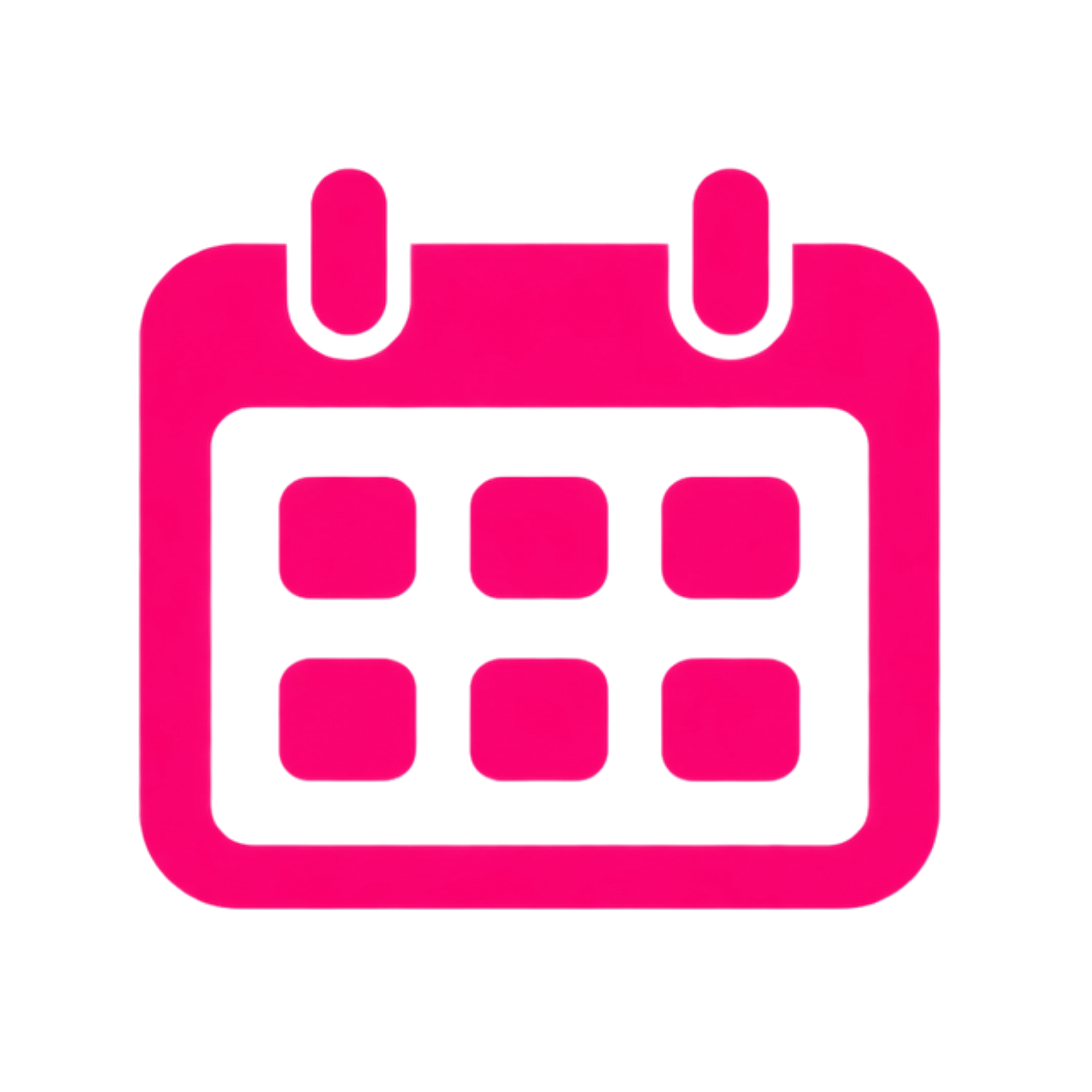 Pink calendar icon with white page and date squares