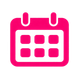 Pink calendar icon with white grid and two tabs