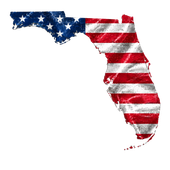 Florida state outline filled with the American flag