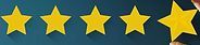 Five gold stars against a dark blue background, indicating a five-star rating.