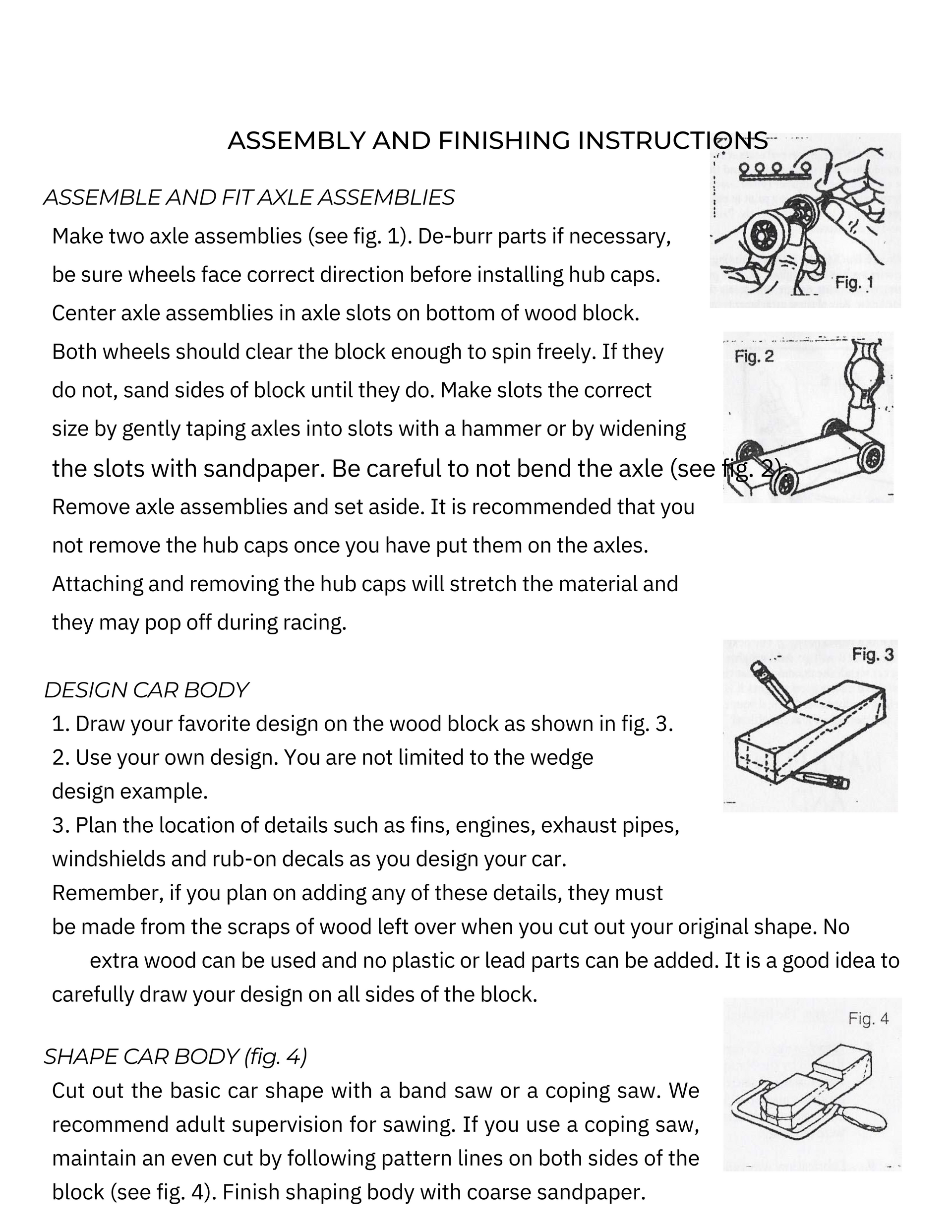 Pine Car Instructions