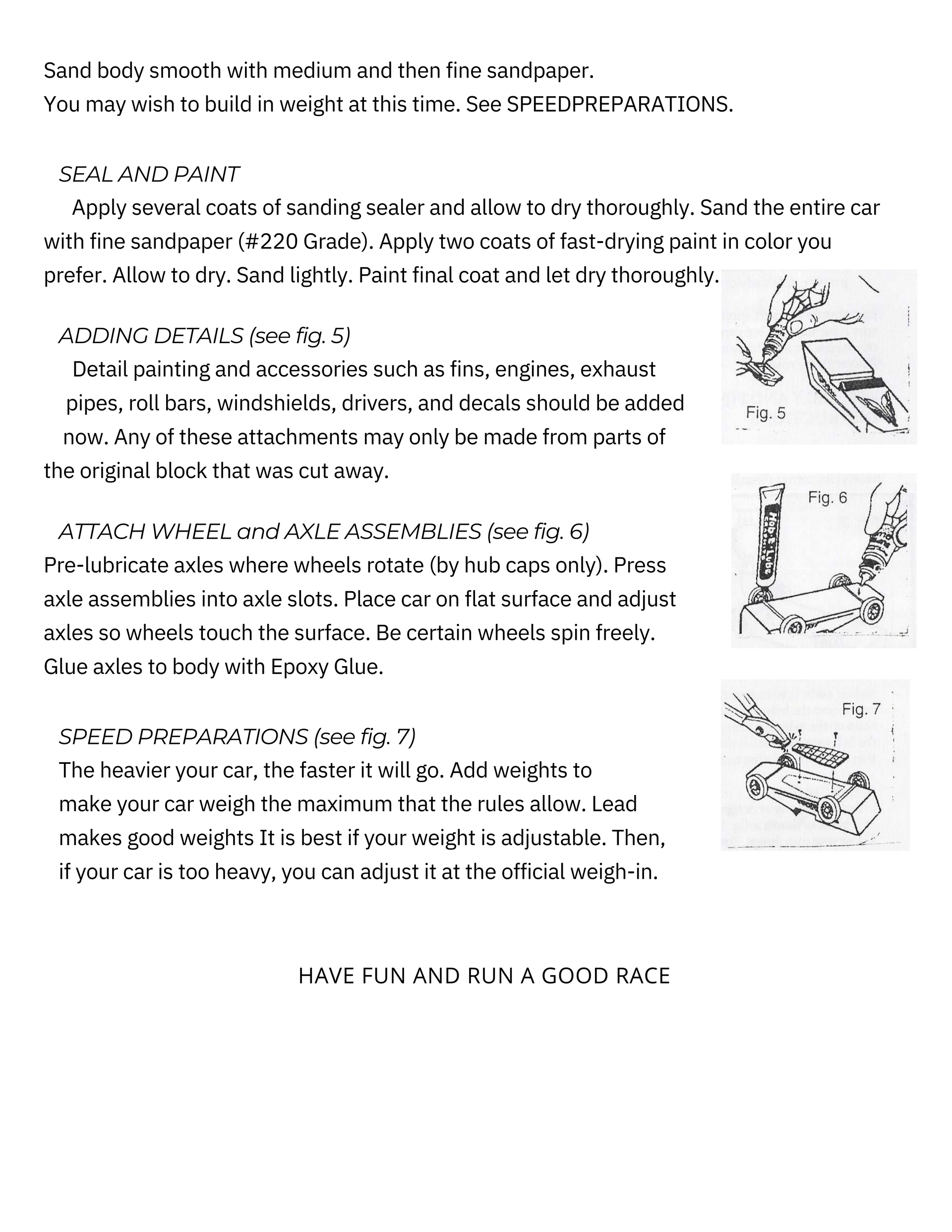Pine Car Instructions