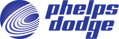 Logo for Phelps Dodge: Blue oval with concentric lines, and the words 