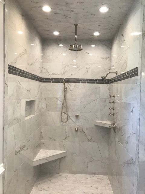 A Bathroom with Marble Tiles and A Walk in Shower | Tonao, VA | Don Kendrick