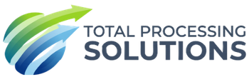 Total Processing Solutions logo with blue and green swoosh arrow