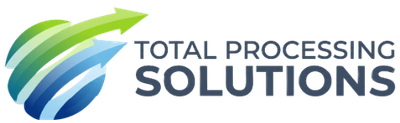 Total Processing Solutions logo with blue and green swoosh arrow
