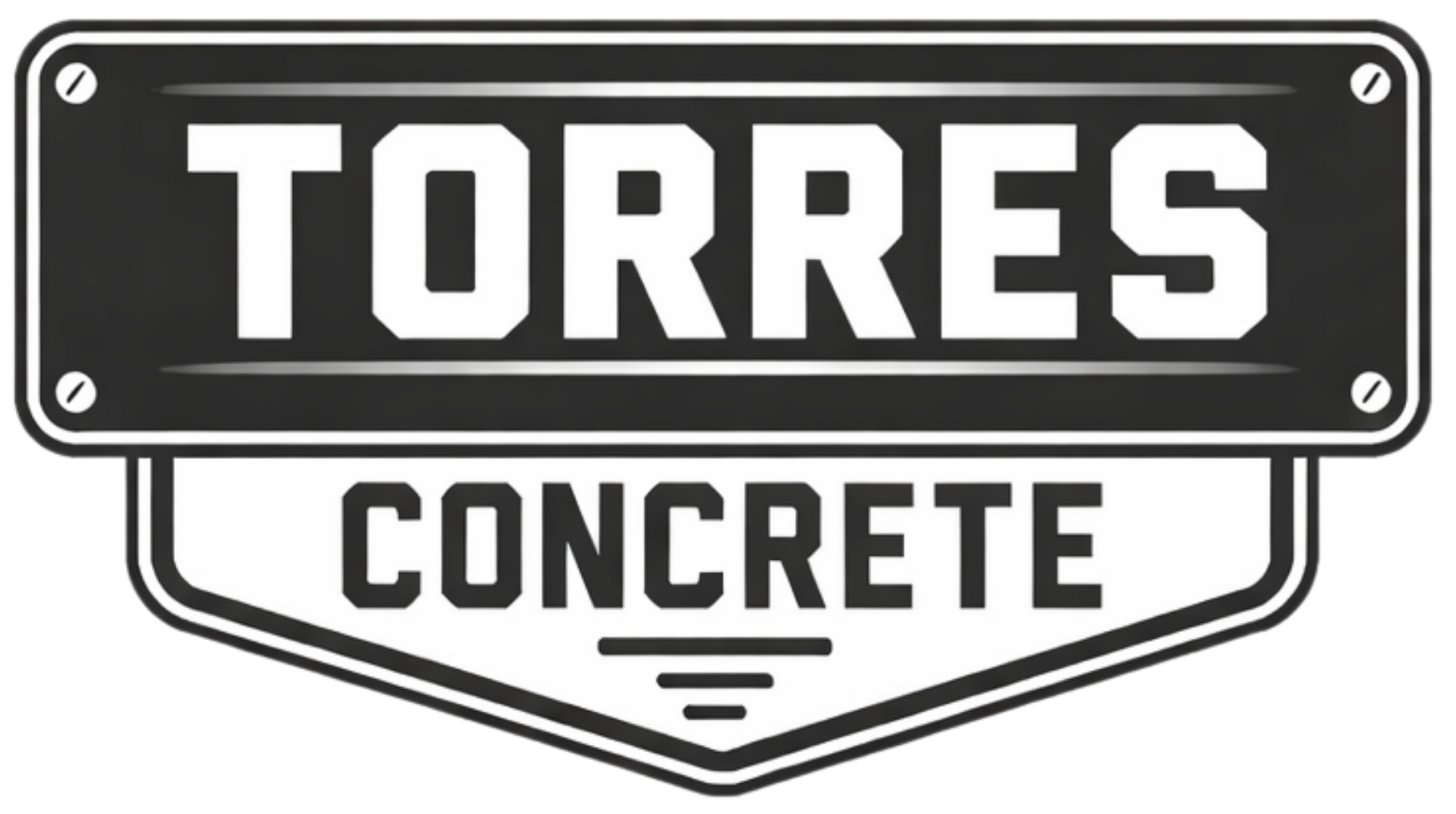 Torres Concrete logo: white text on black background, with