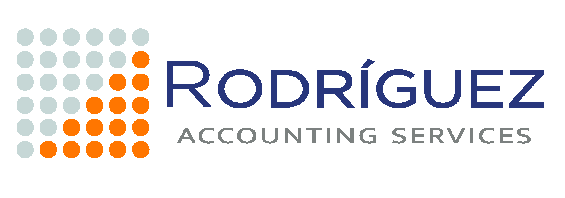 A logo for rodriguez accounting services with dots on it