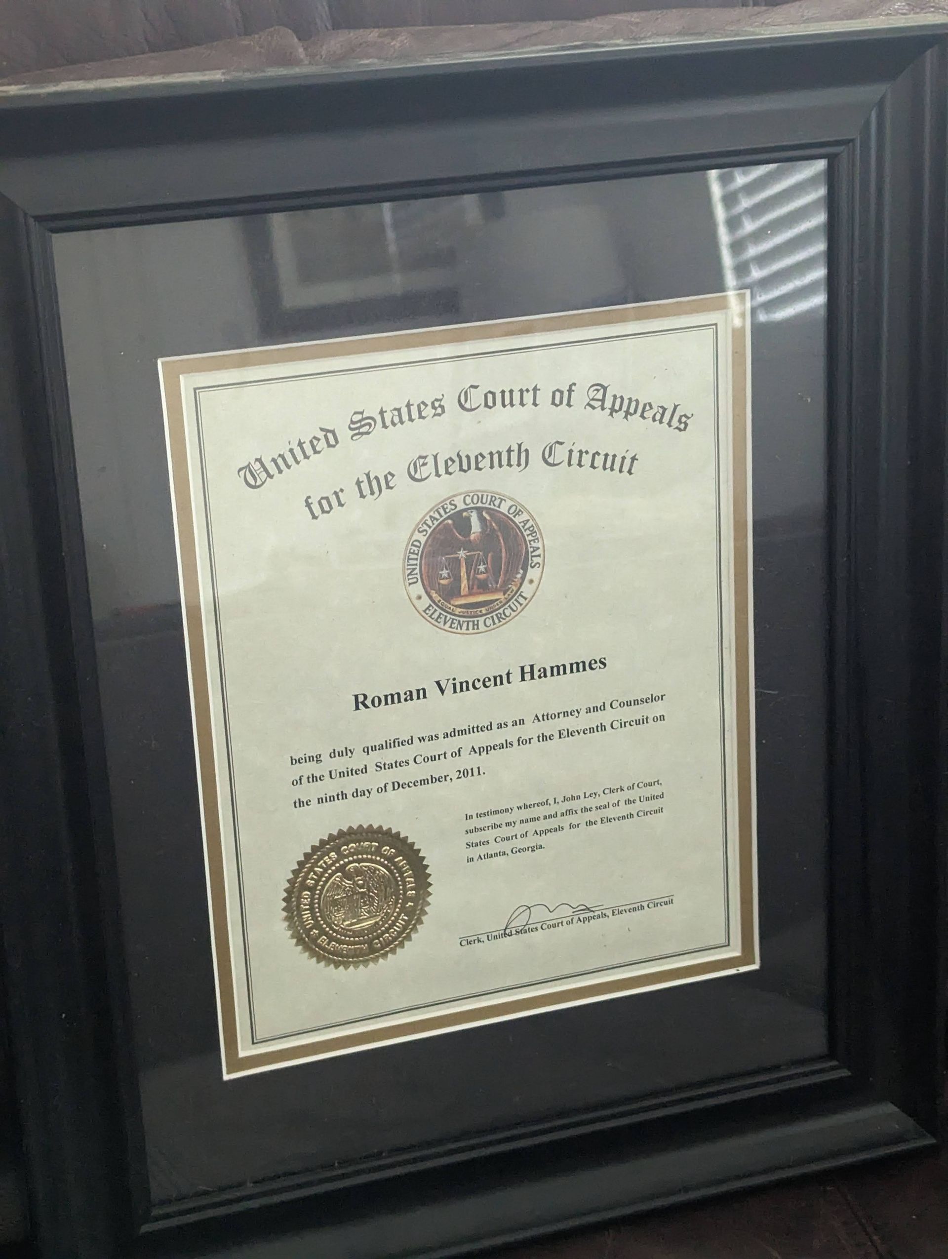 United States Court Of Appeals Certificate – Summerville, SC – Charpia & Hammes, Attorneys at Law