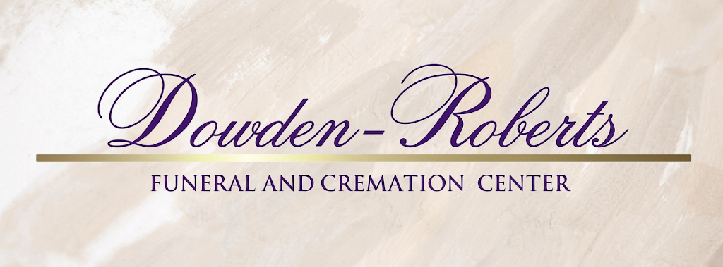 Dowden-Roberts Cremation Center logo in blue and gold text on a white background