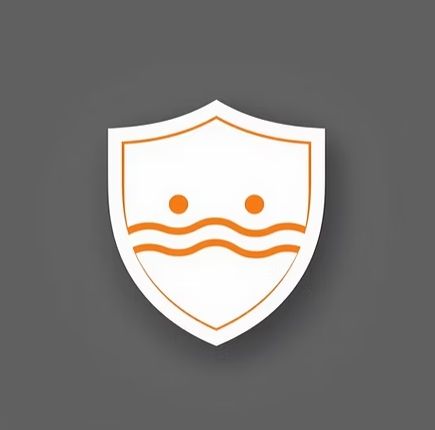 An Orange Shield Icon Containing Two Dots Above Two Wavy Lines — Get My Pool Certified in Burleigh Waters, QLD