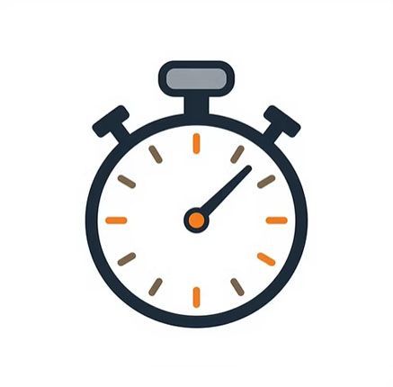 A Stylized, Dark-coloured Stopwatch Icon With Orange and Brown Markers — Get My Pool Certified in Burleigh Waters, QLD