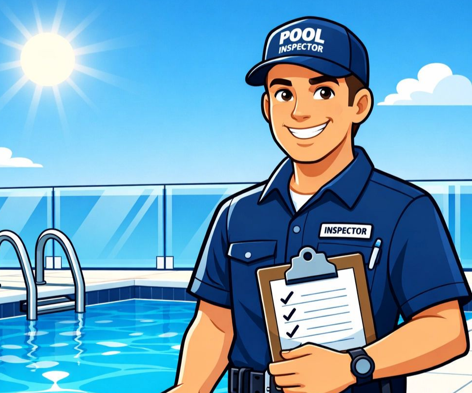 A Smiling Inspector in a Blue Uniform Holds a Clipboard — Get My Pool Certified in Burleigh Heads, QLD