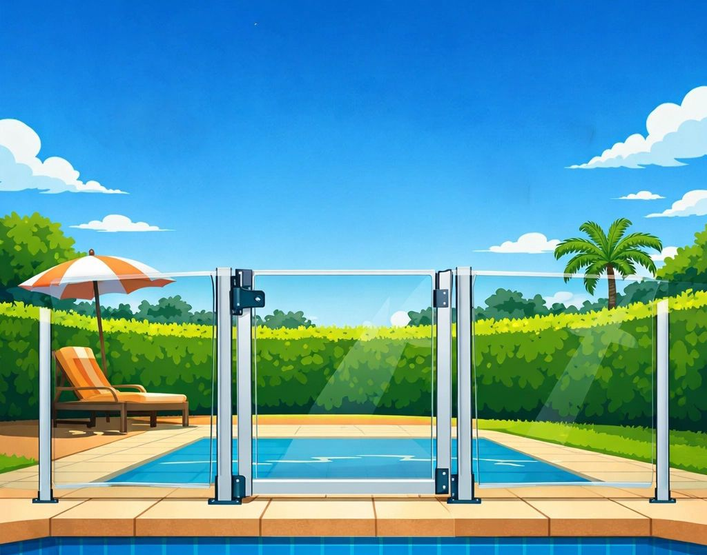 A Glass Pool Fence Stands by a Swimming Pool — Get My Pool Certified in Palm Beach, QLD