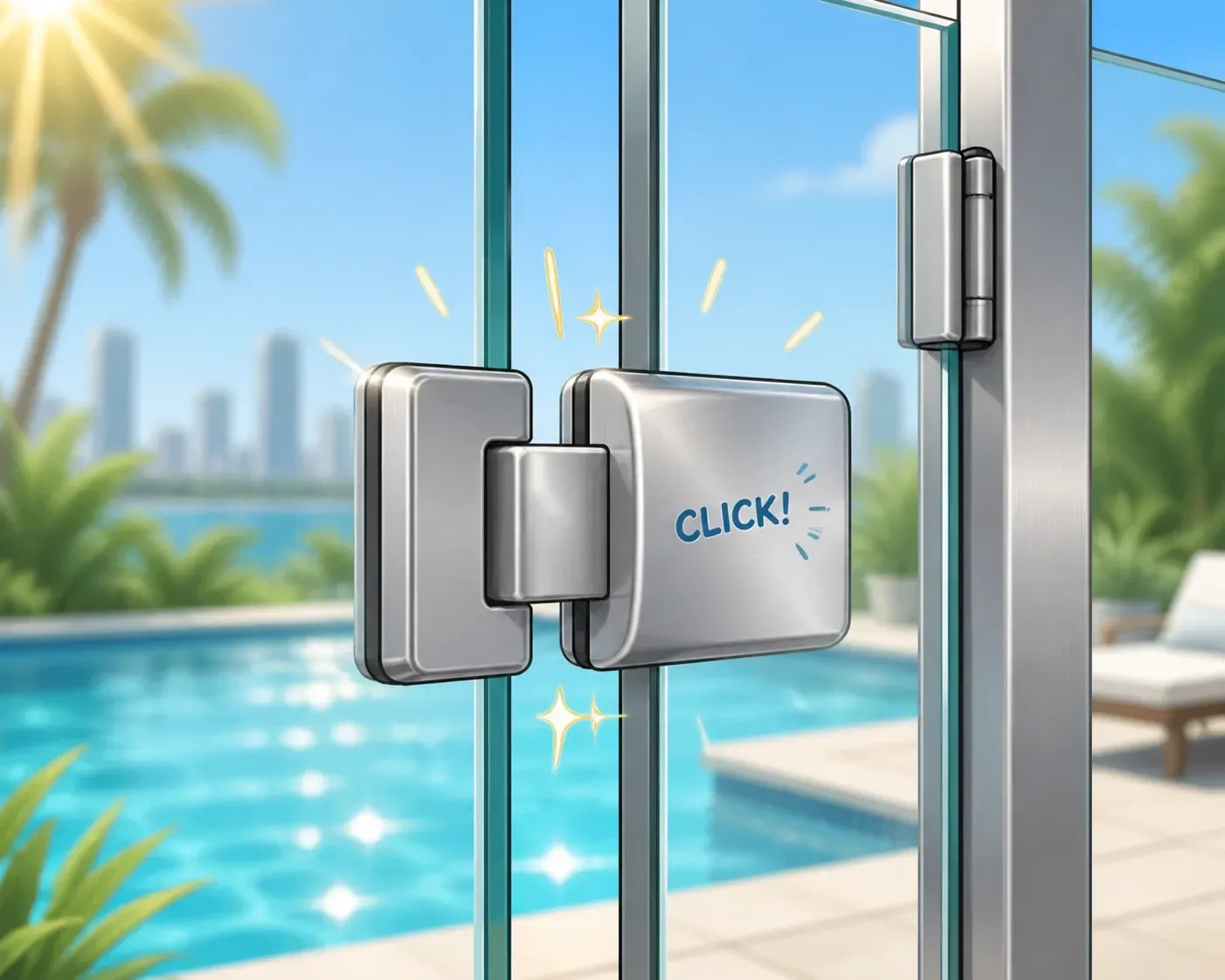 Pool Gate Latch on a Glass Fence — Get My Pool Certified in Burleigh Waters, QLD