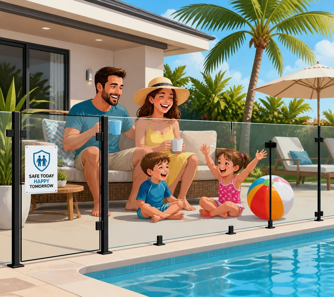 Family Relaxing by a Pool — Get My Pool Certified in Burleigh Waters, QLD