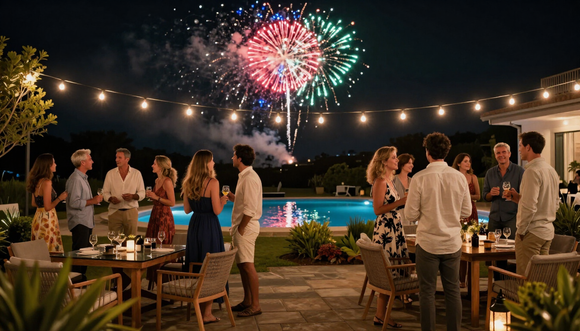Festa privata con fuochi d'artificio notturni