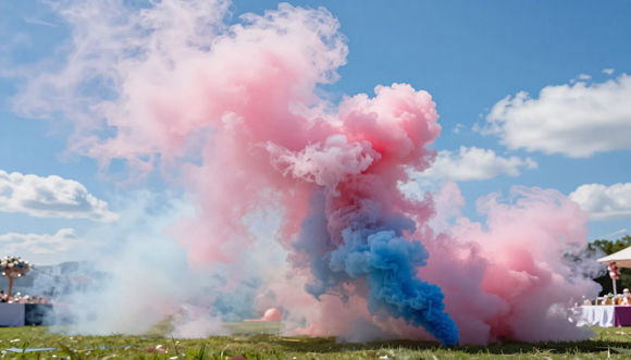 Fumo colorato durante un gender reveal