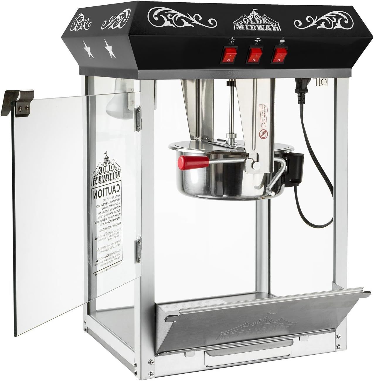 Olde Midway Bar Style Popcorn Machine Maker Popper with 10-Ounce Kettle