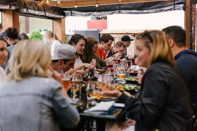 people eating together