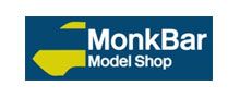 The monk bar model shop logo is blue and yellow.