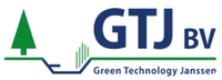 Logo voor Green Technology Janssen: groene boom en gras met blauwe GTJ BV-tekst.