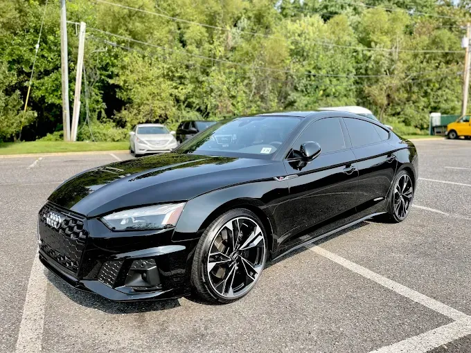 Black Audi with PPF (paint protection film) parked outdoors