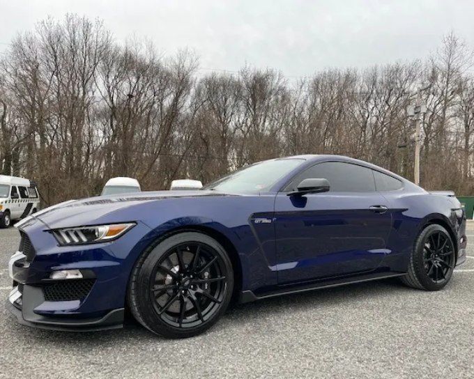 Dark gray Ford Mustang with a slick, protected paint finish demonstrating professional vs. DIY ceramic coating results