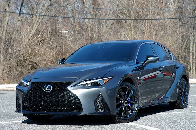 Dark gray Lexus IS F Sport with ceramic coating applied, highlighting deep gloss finish and enhanced paint protection