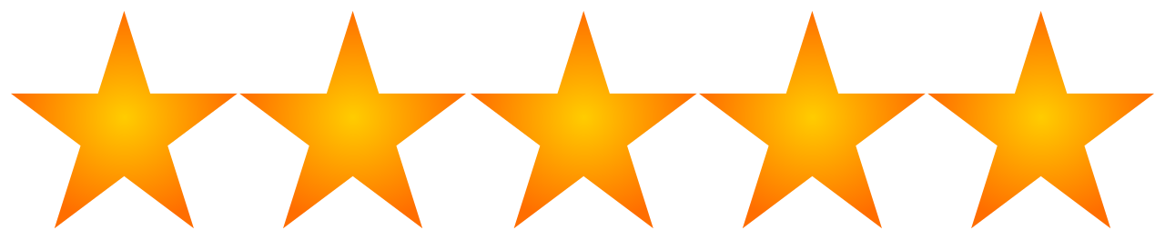 Five orange stars aligned horizontally on a white background