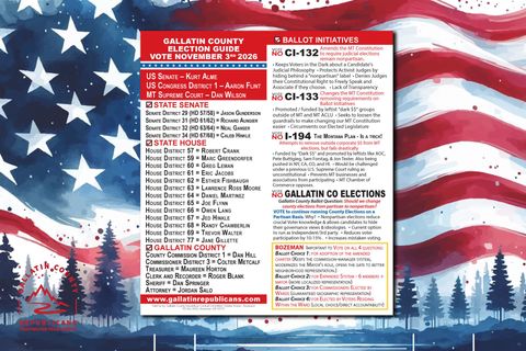 American flag background with a centered election-style informational poster and red-white-blue border.