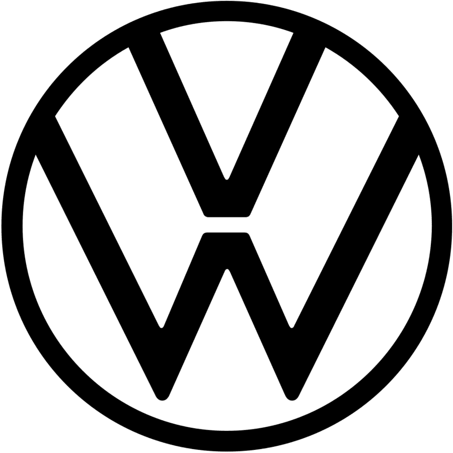 Logotipo da Volkswagen em preto e branco dentro de um círculo