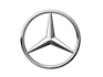 Logotipo da Mercedes-Benz em prata sobre fundo branco
