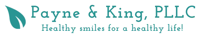 Payne & King, PLLC logo with teal leaves and the slogan &ldquo;Healthy smiles for a healthy life!&rdquo;