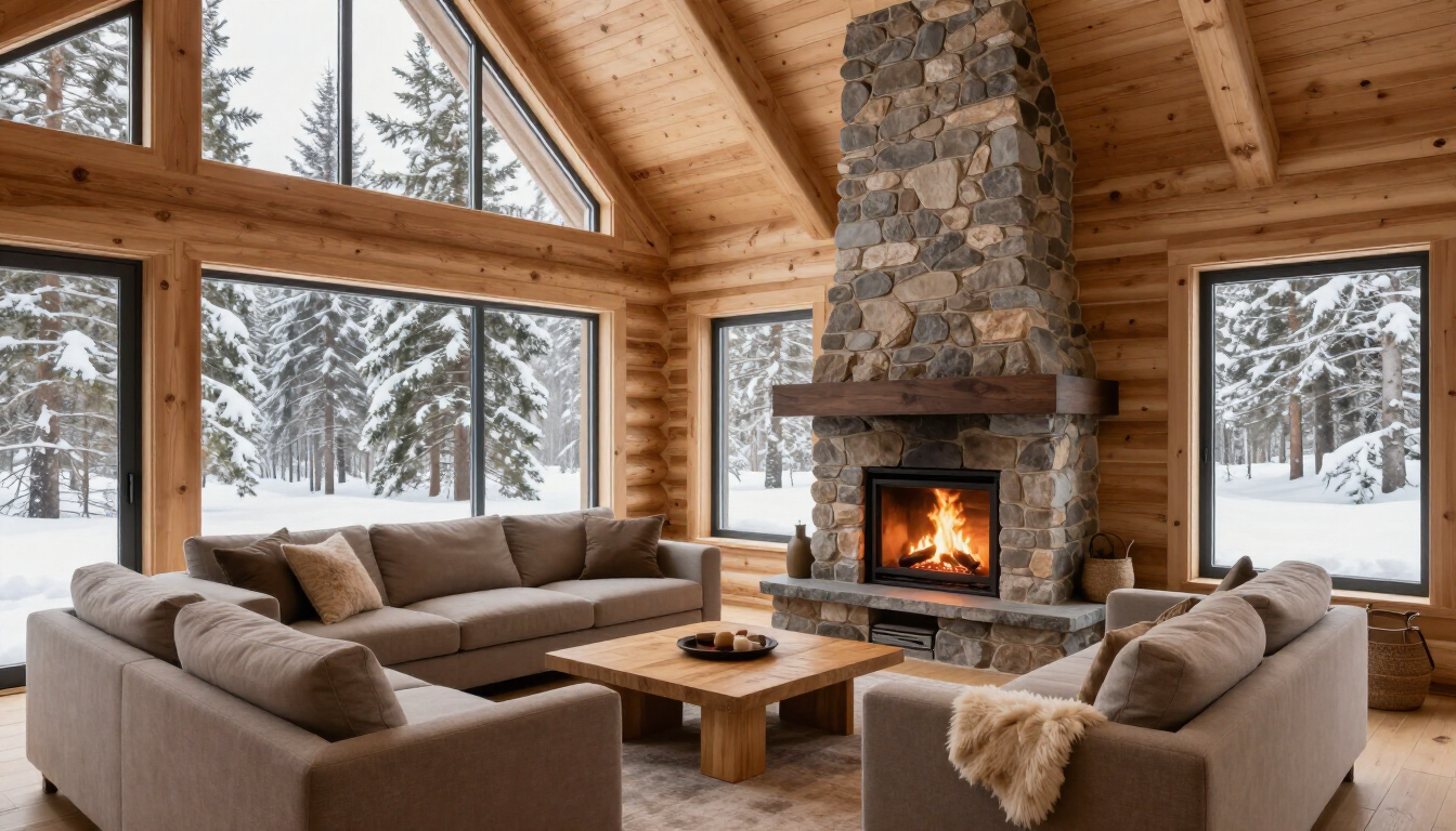 Modern Scandinavian cabin interior