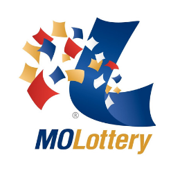 MO Lottery logo with blue and gold text and red, gold, and blue starburst shape